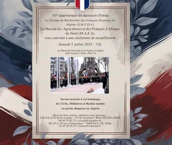 5 juillet 2025 : Cérémonie à la mémoire des victimes du 5 juillet 1962. 63e anniversaire des massacres d'Oran