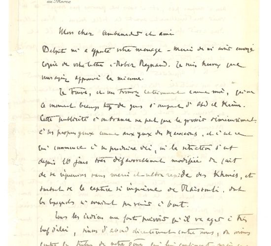 7 mai 2026 : Don d’une lettre manuscrite du maréchal Lyautey